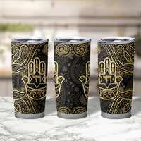 Jewish Hamsa Chai Tumbler Cup Gold Paisley Pattern