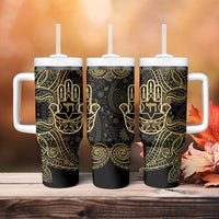 Jewish Hamsa Chai Tumbler With Handle Gold Paisley Pattern