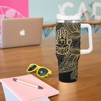 Jewish Hamsa Chai Tumbler With Handle Gold Paisley Pattern