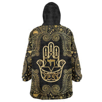 Jewish Hamsa Chai Wearable Blanket Hoodie Gold Paisley Pattern