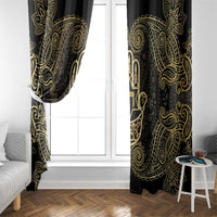 Jewish Hamsa Chai Window Curtain Gold Paisley Pattern