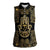 Jewish Hamsa Chai Women Sleeveless Polo Shirt Gold Paisley Pattern
