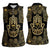 Jewish Hamsa Chai Women Sleeveless Polo Shirt Gold Paisley Pattern