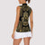 Jewish Hamsa Chai Women Sleeveless Polo Shirt Gold Paisley Pattern