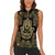 Jewish Hamsa Chai Women Sleeveless Polo Shirt Gold Paisley Pattern