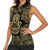 Jewish Hamsa Chai Women Sleeveless Polo Shirt Gold Paisley Pattern