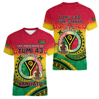 Vanuatu Women V Neck T Shirt Yumi 43 Hapi Independens Dei - Wonder Print Shop