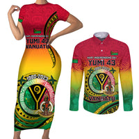 Personalised Vanuatu Couples Matching Short Sleeve Bodycon Dress and Long Sleeve Button Shirts Yumi 43 Hapi Independens Dei - Wonder Print Shop
