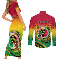 Personalised Vanuatu Couples Matching Short Sleeve Bodycon Dress and Long Sleeve Button Shirts Yumi 43 Hapi Independens Dei - Wonder Print Shop