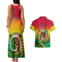 Personalised Vanuatu Couples Matching Tank Maxi Dress And Hawaiian Shirt Yumi 43 Hapi Independens Dei - Wonder Print Shop