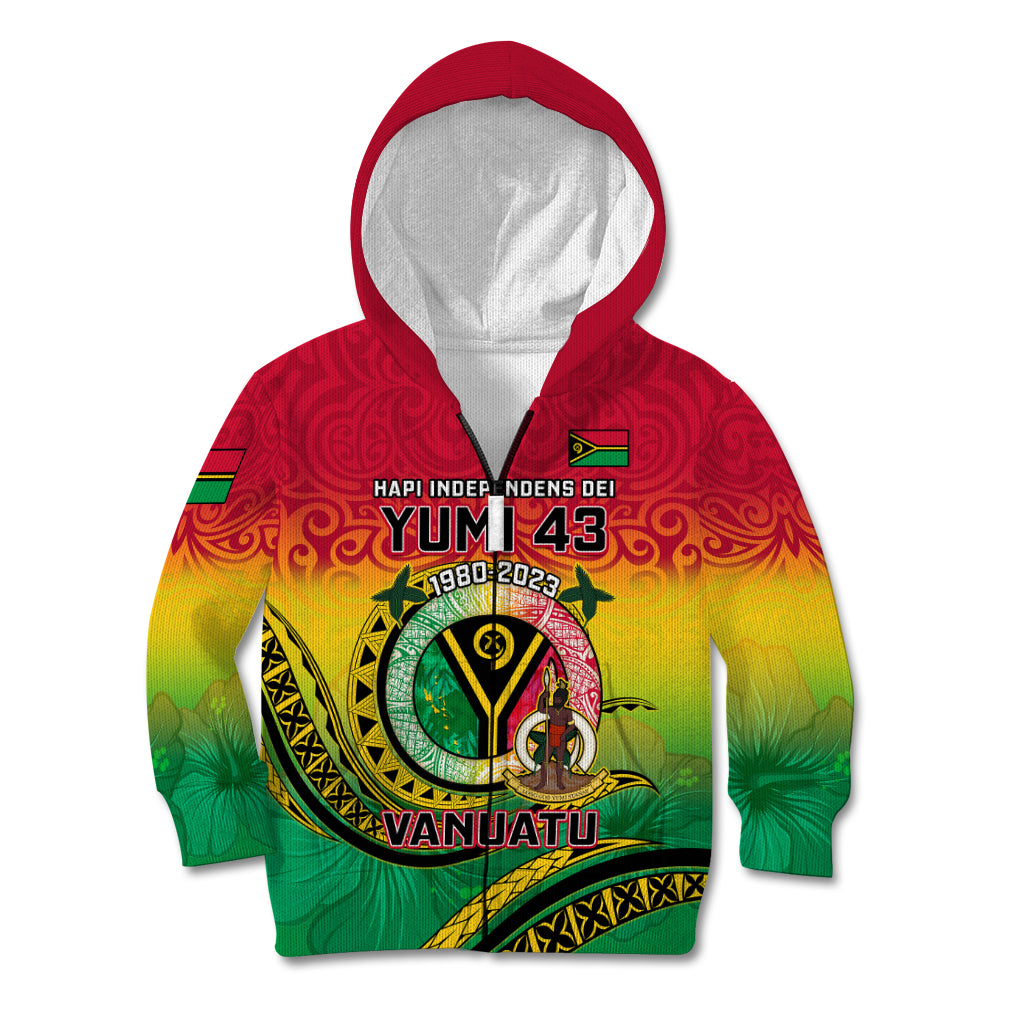 Personalised Vanuatu Kid Hoodie Yumi 43 Hapi Independens Dei - Wonder Print Shop