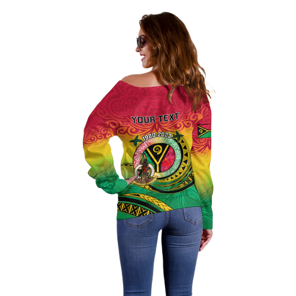 Personalised Vanuatu Off Shoulder Sweater Yumi 43 Hapi Independens Dei - Wonder Print Shop