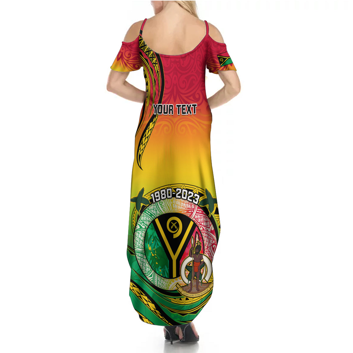 Personalised Vanuatu Summer Maxi Dress Yumi 43 Hapi Independens Dei - Wonder Print Shop