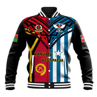 Vanuatu And West Papua Baseball Jacket Coat Of Arms Mix Flag Style - Wonder Print Shop