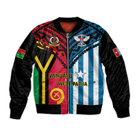 Vanuatu And West Papua Bomber Jacket Coat Of Arms Mix Flag Style - Wonder Print Shop