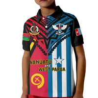Vanuatu And West Papua Kid Polo Shirt Coat Of Arms Mix Flag Style - Wonder Print Shop