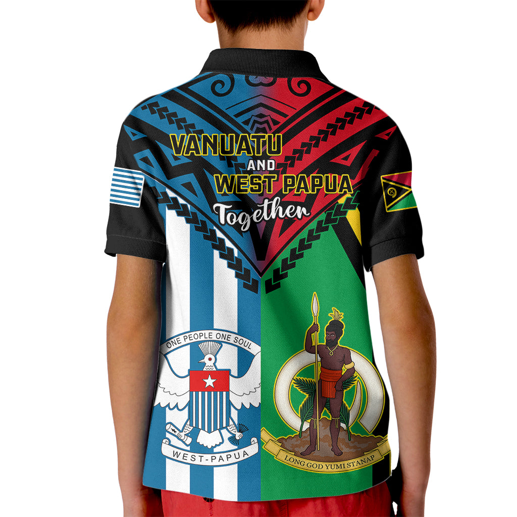 Vanuatu And West Papua Kid Polo Shirt Coat Of Arms Mix Flag Style - Wonder Print Shop