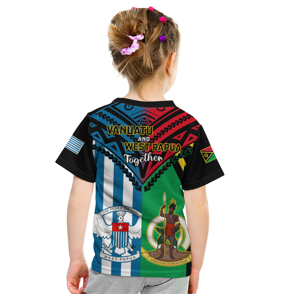 Vanuatu And West Papua Kid T Shirt Coat Of Arms Mix Flag Style - Wonder Print Shop