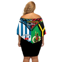 Vanuatu And West Papua Off Shoulder Short Dress Coat Of Arms Mix Flag Style - Wonder Print Shop