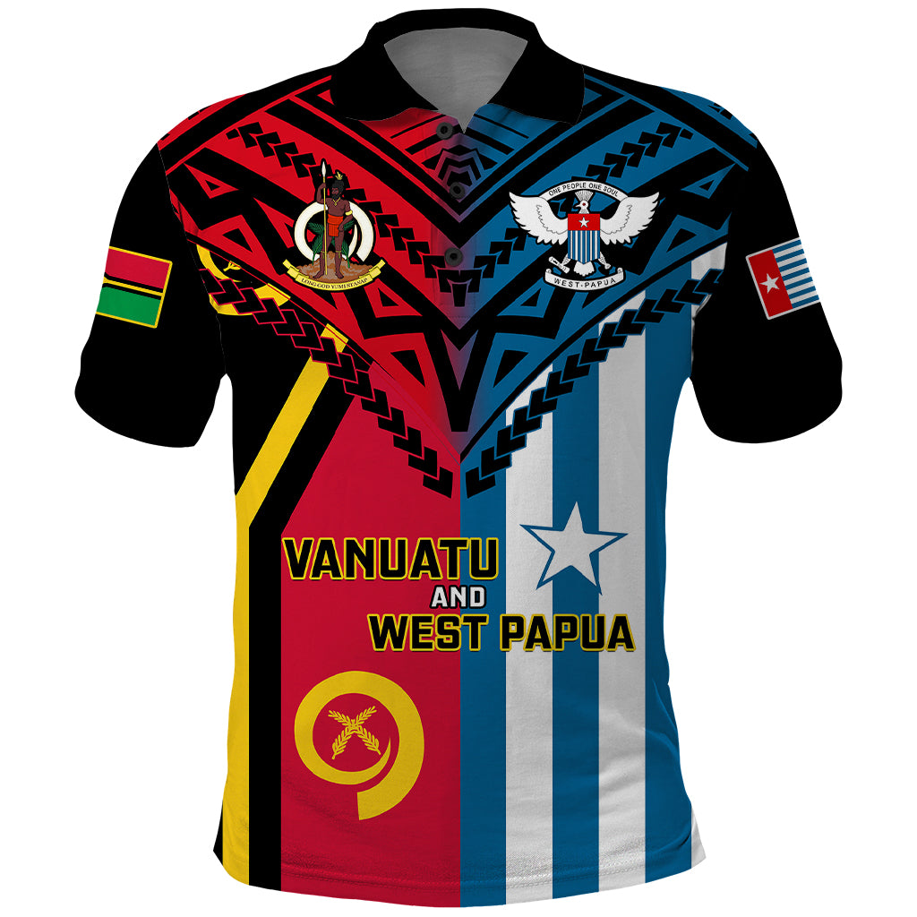 Vanuatu And West Papua Polo Shirt Coat Of Arms Mix Flag Style - Wonder Print Shop