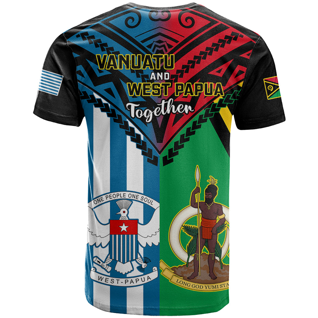 Vanuatu And West Papua T Shirt Coat Of Arms Mix Flag Style - Wonder Print Shop