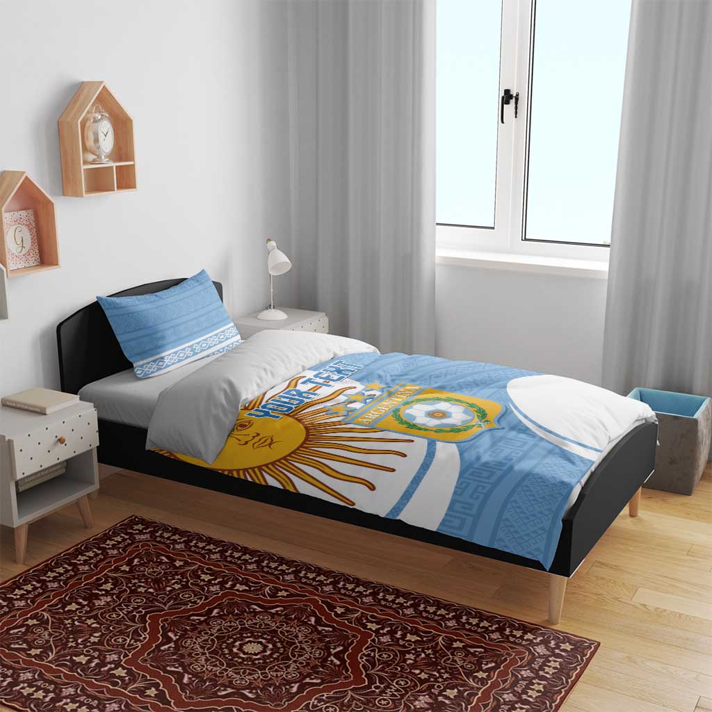 Custom Argentina Football Bedding Set Vamos La Albiceleste - Sky Blue Version - Wonder Print Shop