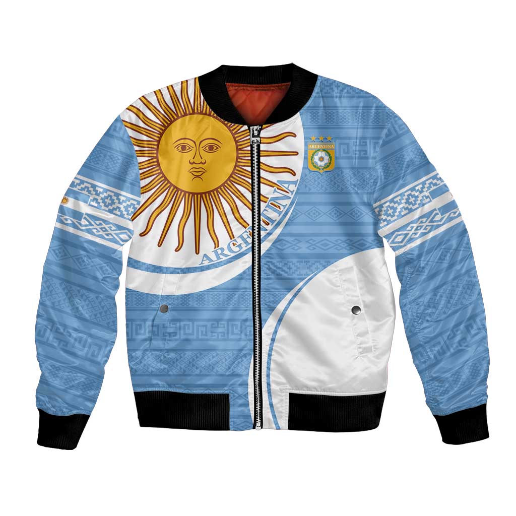 Custom Argentina Football Bomber Jacket Vamos La Albiceleste - Sky Blue Version - Wonder Print Shop