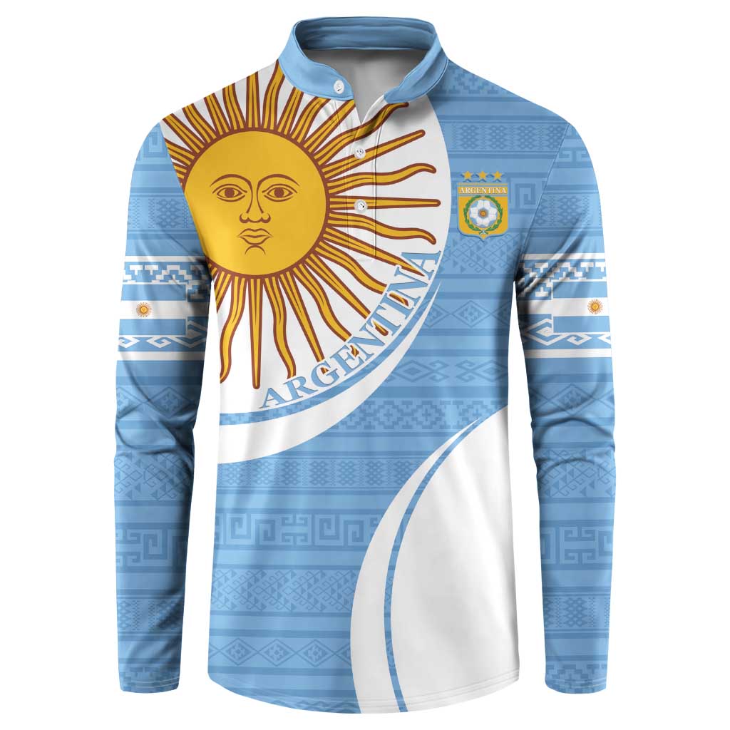 Custom Argentina Football Button Sweatshirt Vamos La Albiceleste - Sky Blue Version - Wonder Print Shop