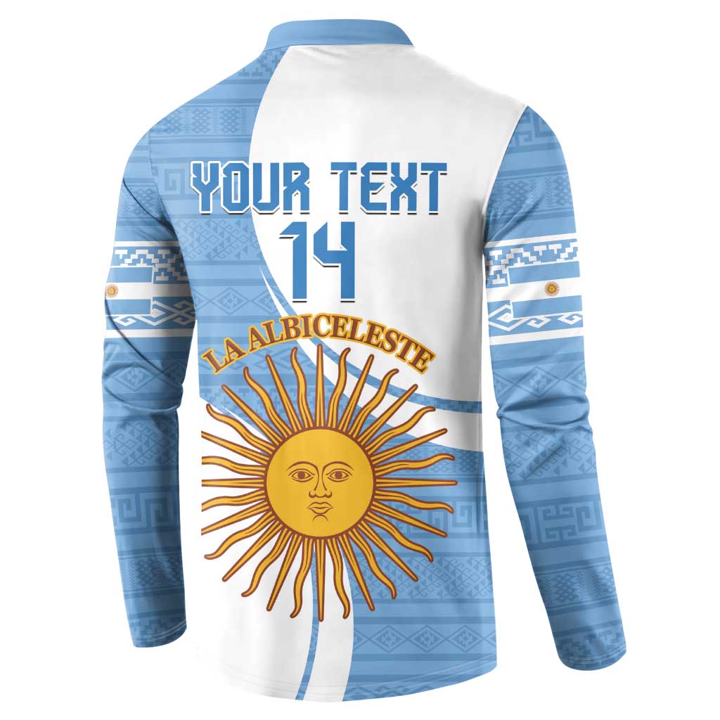 Custom Argentina Football Button Sweatshirt Vamos La Albiceleste - Sky Blue Version - Wonder Print Shop