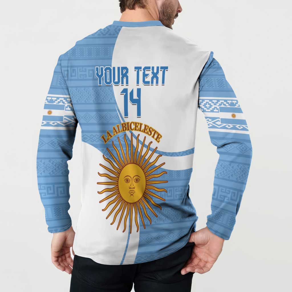 Custom Argentina Football Button Sweatshirt Vamos La Albiceleste - Sky Blue Version - Wonder Print Shop