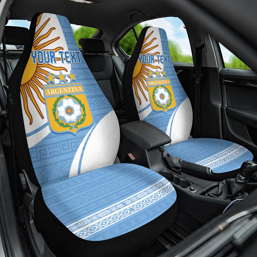 Custom Argentina Football Car Seat Cover Vamos La Albiceleste - Sky Blue Version - Wonder Print Shop