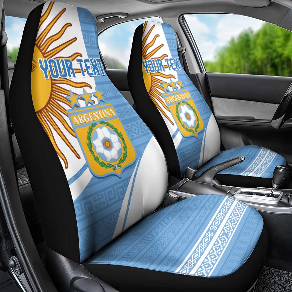 Custom Argentina Football Car Seat Cover Vamos La Albiceleste - Sky Blue Version - Wonder Print Shop