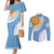Custom Argentina Football Couples Matching Mermaid Dress and Long Sleeve Button Shirt Vamos La Albiceleste - Sky Blue Version