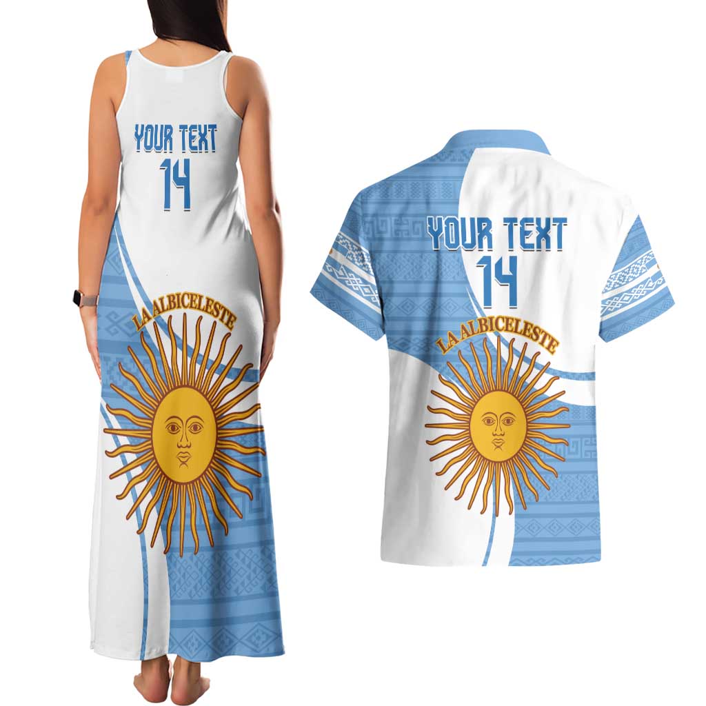 Custom Argentina Football Couples Matching Tank Maxi Dress and Hawaiian Shirt Vamos La Albiceleste - Sky Blue Version - Wonder Print Shop