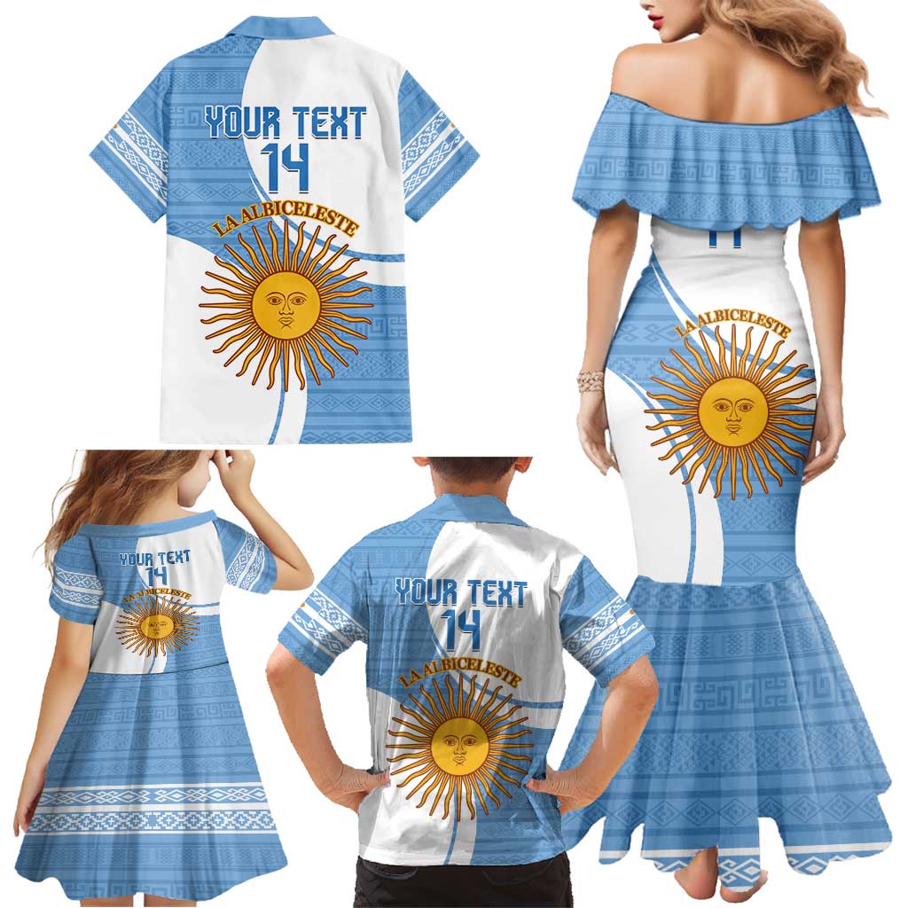Custom Argentina Football Family Matching Mermaid Dress and Hawaiian Shirt Vamos La Albiceleste - Sky Blue Version - Wonder Print Shop