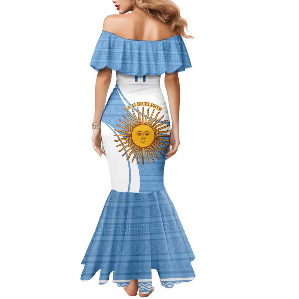 Custom Argentina Football Family Matching Mermaid Dress and Hawaiian Shirt Vamos La Albiceleste - Sky Blue Version - Wonder Print Shop