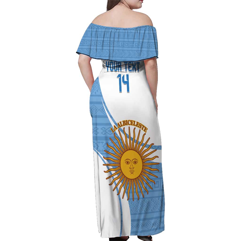 Custom Argentina Football Family Matching Off Shoulder Maxi Dress and Hawaiian Shirt Vamos La Albiceleste - Sky Blue Version - Wonder Print Shop