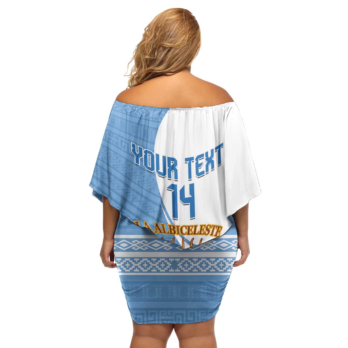 Custom Argentina Football Family Matching Off Shoulder Short Dress and Hawaiian Shirt Vamos La Albiceleste - Sky Blue Version - Wonder Print Shop