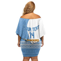 Custom Argentina Football Family Matching Off Shoulder Short Dress and Hawaiian Shirt Vamos La Albiceleste - Sky Blue Version - Wonder Print Shop