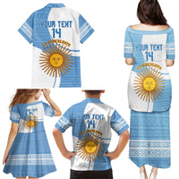 Custom Argentina Football Family Matching Puletasi and Hawaiian Shirt Vamos La Albiceleste - Sky Blue Version - Wonder Print Shop