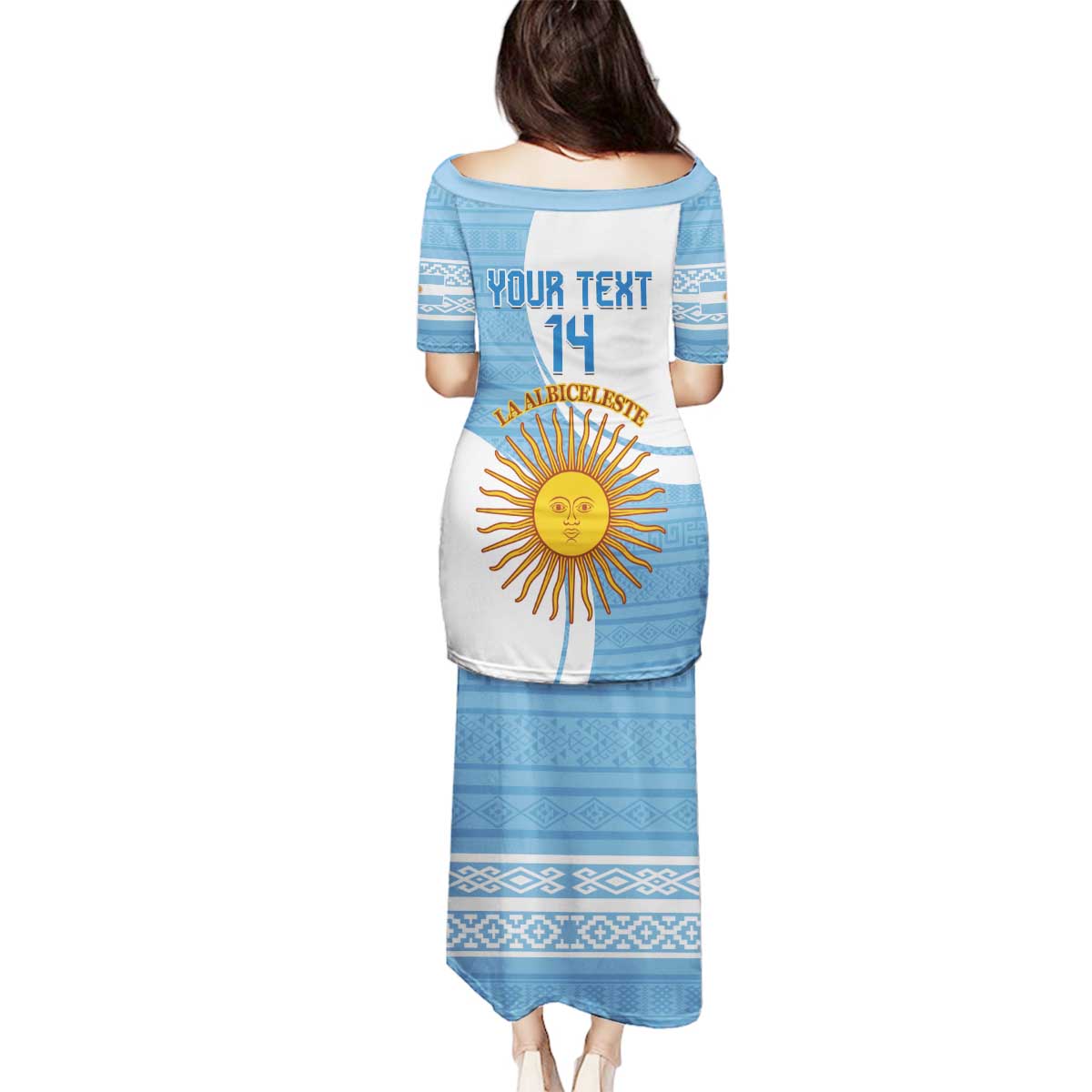 Custom Argentina Football Family Matching Puletasi and Hawaiian Shirt Vamos La Albiceleste - Sky Blue Version - Wonder Print Shop