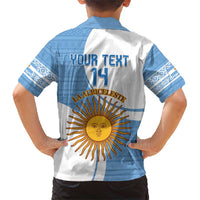 Custom Argentina Football Family Matching Short Sleeve Bodycon Dress and Hawaiian Shirt Vamos La Albiceleste - Sky Blue Version - Wonder Print Shop