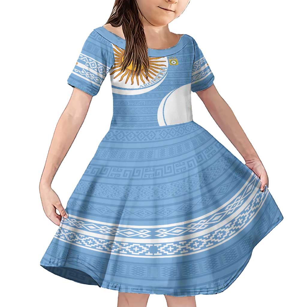 Custom Argentina Football Family Matching Short Sleeve Bodycon Dress and Hawaiian Shirt Vamos La Albiceleste - Sky Blue Version - Wonder Print Shop