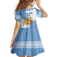 Custom Argentina Football Family Matching Short Sleeve Bodycon Dress and Hawaiian Shirt Vamos La Albiceleste - Sky Blue Version - Wonder Print Shop
