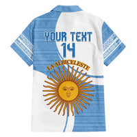 Custom Argentina Football Family Matching Short Sleeve Bodycon Dress and Hawaiian Shirt Vamos La Albiceleste - Sky Blue Version - Wonder Print Shop