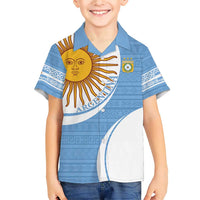 Custom Argentina Football Family Matching Short Sleeve Bodycon Dress and Hawaiian Shirt Vamos La Albiceleste - Sky Blue Version - Wonder Print Shop