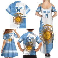 Custom Argentina Football Family Matching Summer Maxi Dress and Hawaiian Shirt Vamos La Albiceleste - Sky Blue Version - Wonder Print Shop