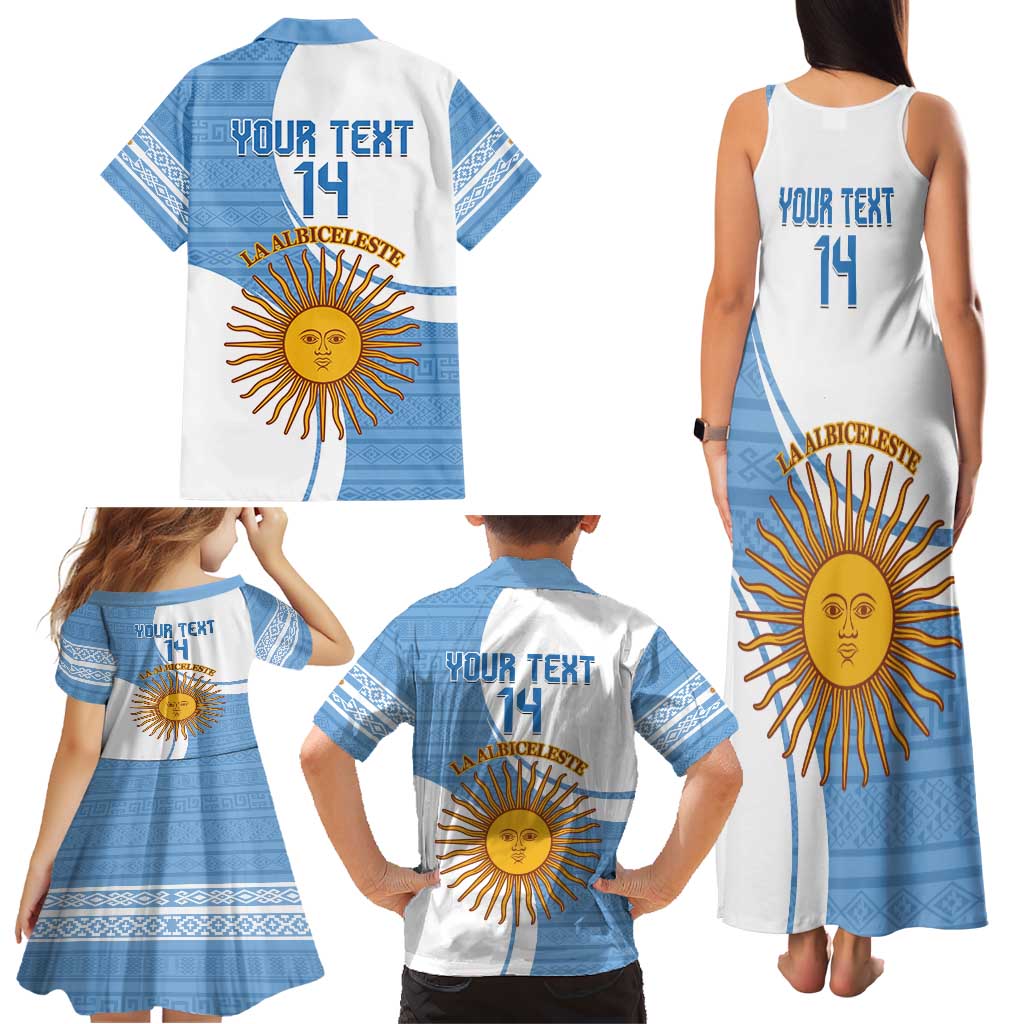 Custom Argentina Football Family Matching Tank Maxi Dress and Hawaiian Shirt Vamos La Albiceleste - Sky Blue Version - Wonder Print Shop