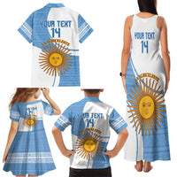 Custom Argentina Football Family Matching Tank Maxi Dress and Hawaiian Shirt Vamos La Albiceleste - Sky Blue Version - Wonder Print Shop