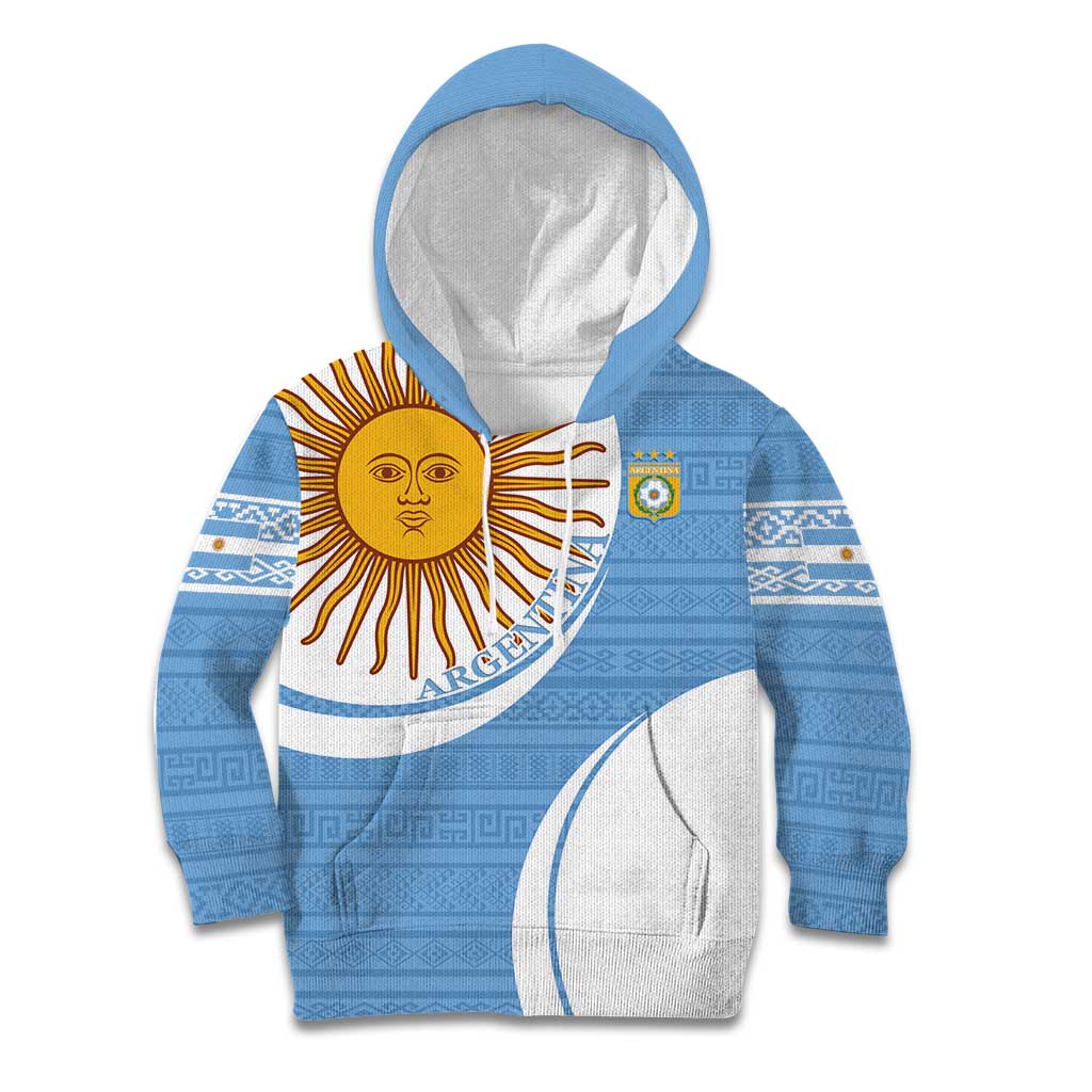 Custom Argentina Football Kid Hoodie Vamos La Albiceleste - Sky Blue Version - Wonder Print Shop